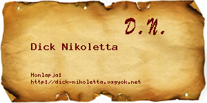 Dick Nikoletta névjegykártya